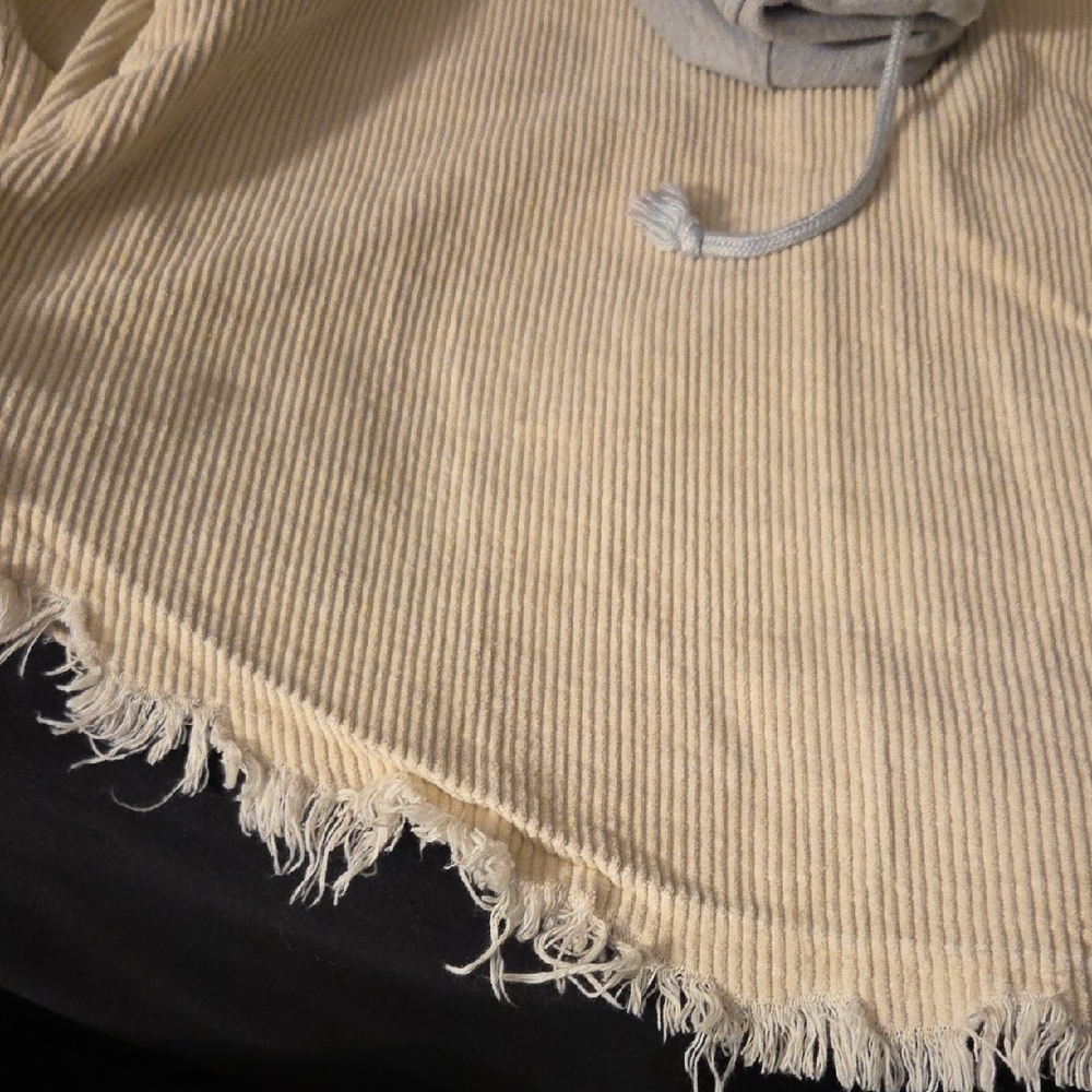 Cream Corduroy Jacket with Gray Hood - Picture 3 of 4